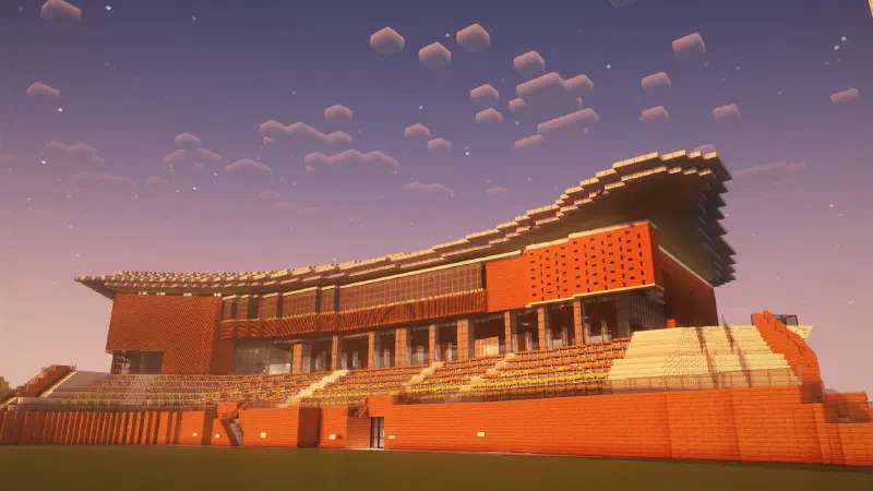 Minecraft 中复刻的屏峰校区板球馆